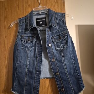 Maurices Blue Denim Sleeveless Jacket